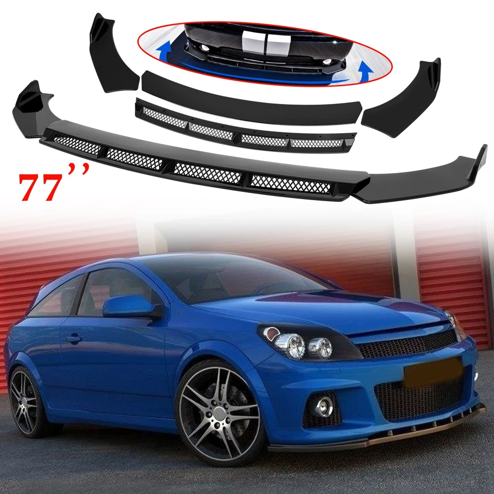 Gloss Black Front Bumper Lip Splitter Spoiler Body Kit For Vauxhall Astra VXR - Image 1 of 4