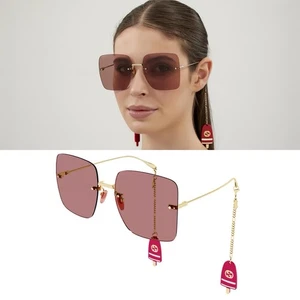 Neu mit Etikett Gucci | Randlose Metall-Sonnenbrille Schmetterling mit Eis am Stiel Anhänger 910 $ - Bild 1 von 6