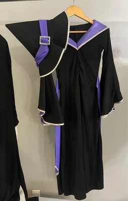 Girls Purple,Silver and Black Witch Dress and Hat - Image 1 of 4
