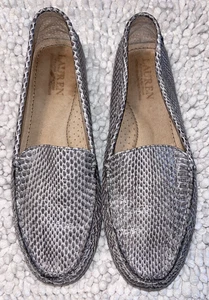 Lauren Ralph Lauren Damen 8 Carys Halbschuhe Schlangenleder grau Print Leder Slipper - Bild 1 von 7