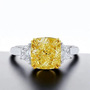 Diamond 14K Gold Ring 2.21 Ct IGI Lab Grown Fancy Intense Yellow Fine Multi Tone - Picture 1 of 19