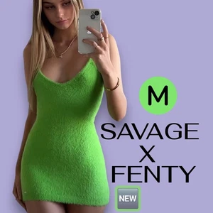 🆕️ New SAVAGE X FENTY Soft Fluff it Up Slip Mini Dress in Lime Green - MEDIUM - Picture 1 of 24