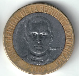 Dominican Republic - 2002W - 5 Pesos - Magnetic - Sánchez - #21035 - Picture 1 of 2