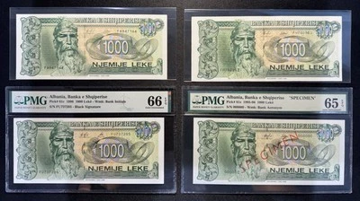 1995-96 Albania 1000 Leke P-61a, 61b, 61c, 61s PMG 66/65 💥 COMPLETE SET 💥 RARE - Image 1 of 4