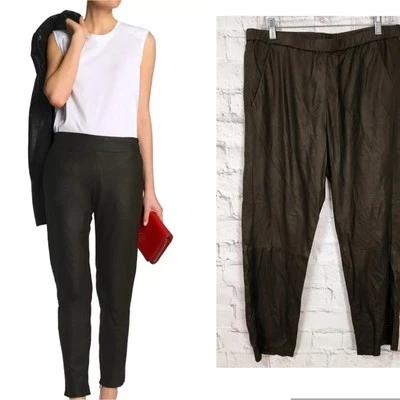 Drome Pantalón Cónico Cuero Verde Oliva Talla L Bolsillos A41C Foto 1 de 4