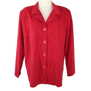 Vintage Dress Barn Shacket Shirt Jacke Oberteil Rot Gr. 1X Brush Nap Langarm USA - Bild 1 von 10