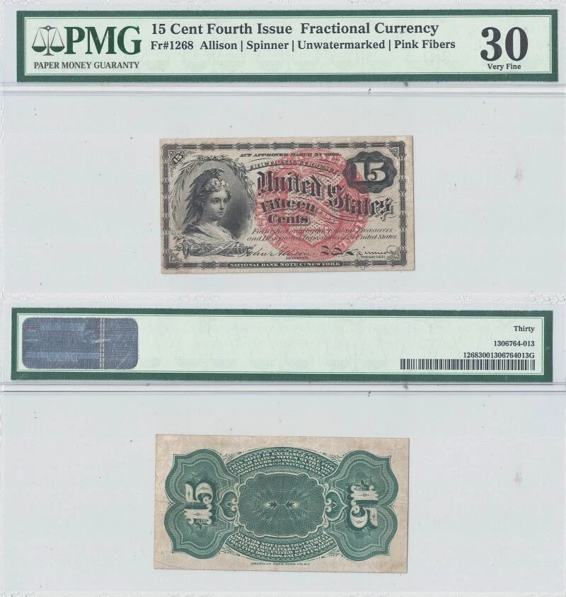 15 Cents 4th Issue PMG VF-30 Fr 1268 - Image 1 of 1