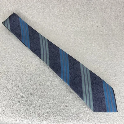 Valentino Cravatte Silk Tie-Blue Striped-Men’s-Business-Luxury-Designer-Fashion - Image 1 of 4
