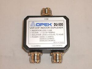 OPEK DU-500UF 2-Port HF-VHF (1.3-225MHz) / (350-540MHz) UHF ANTENNA DUPLEXER 