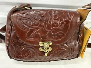 Patricia Nash LUCIA Leather Crossbody Bag BRITISH TAN BROWN RARE NWT - Picture 1 of 8