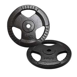 10kg x 2 - Standard 26.5mm Triple Handle Hammertone Cast Iron Weight Plate Set - Picture 1 of 4