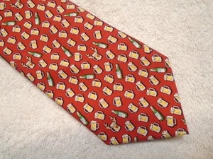Vineyard Vines Seidenkrawatte rote Nase Reinbiermuster Druck Neu mit Etikett $ 85 Made in USA rot - Bild 1 von 5