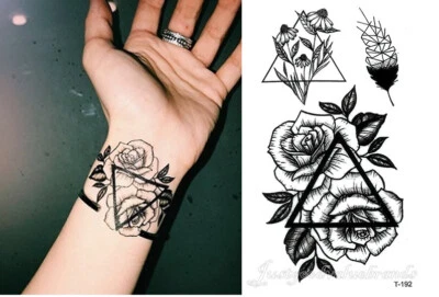 CANDYBARBOUTIQUE TEMPORARY TATTOO Pfingstrose Rose Mandala Blumen Floral Mini Hand Knöchel Temporäres Tattoo