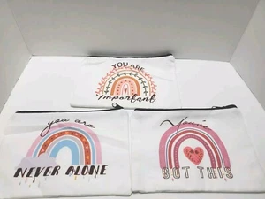 Bolsas de viaje de cosméticos arco iris de 3 piezas citas motivacionales bolsa de maquillaje inspiradora - Imagen 1 de 4