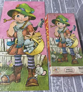 VINTAGE 1973 MILTON BRADLEY PUZZLE TYKES Big Eyes Girl MOUSE 400 PC - Picture 1 of 12