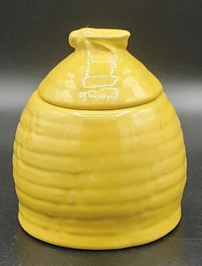 Jarra de miel vintage FRANKOMA POTTERY 803 esmalte amarillo colmena con tapa de abeja, 12 oz, EE. UU. - Imagen 1 de 22