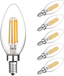 E12 LED Light Bulbs 60W Equivalent 4W 3000K 110-130V For Ceiling Fan Chandelier - Picture 1 of 10