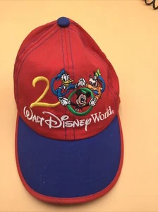 Youth Vintage Unisex 2000 Walt Disney World Embroidered Red Strapback Hat - Picture 1 of 9