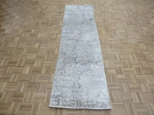 Alfombra oriental abstracta moderna gris anudada a mano corredor 2'8 x 9'10 G15383 - Imagen 1 de 12
