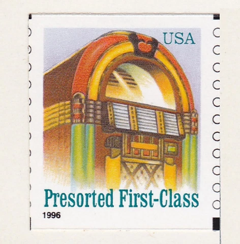 Single 25c Jukebox Linerless (imperf) US 3132 F-VF, MNH Cover