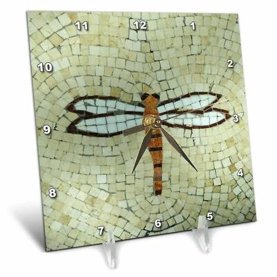 Reloj de escritorio 3dRose dc_29712_1 libélula en beige, 6 por 6 pulgadas 6x6 Foto 1 de 2