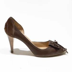 TOD'S Peep Toe Heels Brown Leather Womens UK 6.5 - Picture 1 of 6