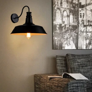 Warehouse Wall Sconce Cone Shade Wall Light Gooseneck Wall Mount Lamp Fixture - Picture 1 of 13