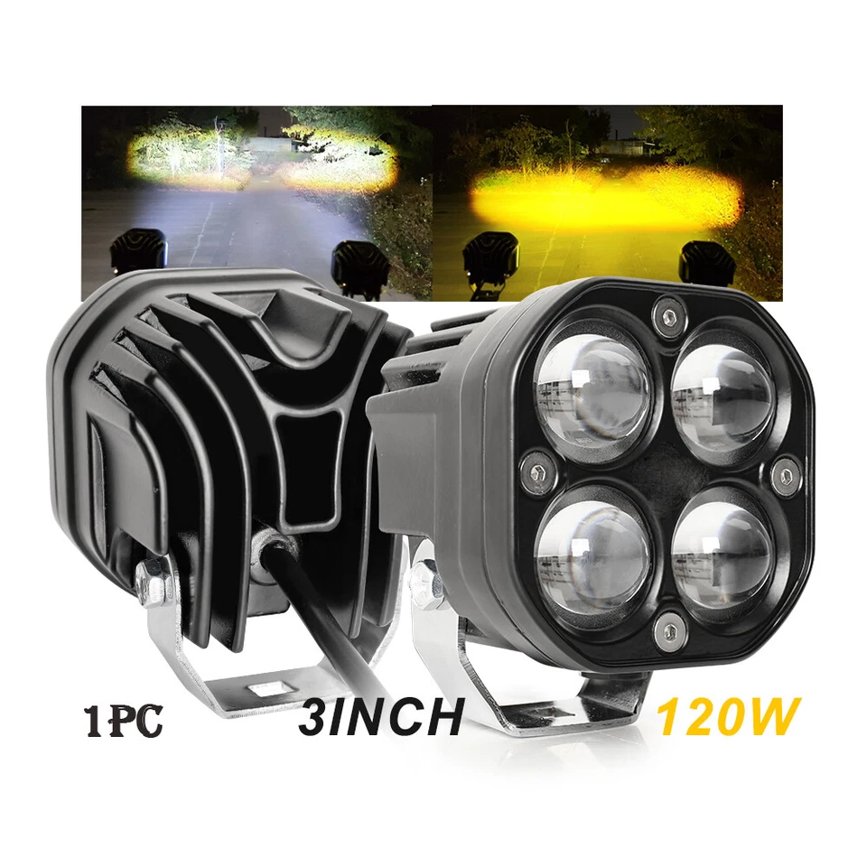 3" Dual Color LED Work Light Bar Cube Pods Driving Spot Fog Off Road Truck ATV - Image 1 of 4