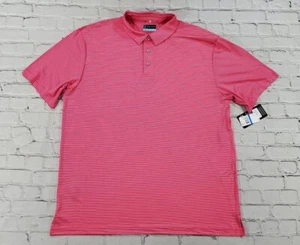 PGA Tour Performance Polo Golf Shirt Short Sleeve Pink Striped MENS SIZE XL - Picture 1 of 7