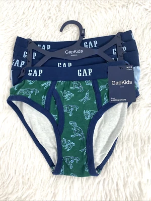 GAP Kids Boy Briefs Underwear Size M/8 Cotton 4 Pack Dinosaurs Print Blue Green - Image 1 of 4