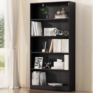 Artiss Bookshelf 5 Tiers ANTON Black - Picture 1 of 8