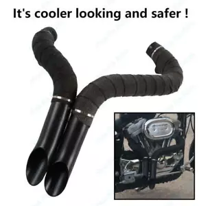 2" LAF Exhaust Pipes w/ Flange Kits for Harley Sportster Touring Black Wrapped . - Foto 1 di 14