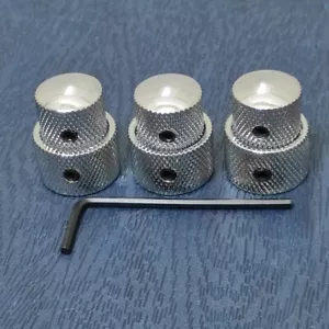 Chrome Electric Guitar Dual Concentric Domed Volume Tone Control Knobs Set of 3 - Picture 1 of 8