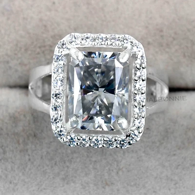 Anillo de diseñador de diamantes gris corte radiante de 4,70 quilates certificado - ¡Tachuelas de diamantes GRATIS! Foto 1 de 4