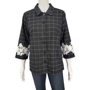 Chaqueta Linea Louis Dell'Olio Mujer Botón Frontal Encaje Apliques Pequeña Talla 6 Negra - Imagen 1 de 10