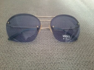 Versace VERSUS Vintage Rimless Sunglasses Model L14 Color Silver Blue Lenses - Picture 1 of 4