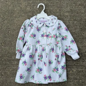Duck Harbor Kids Floral Rose Pattern Dress Size 3T VTG USA Tag Peter Pan Collar - Picture 1 of 6