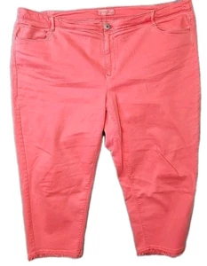 J. Jill Denim Authentic Fit Cropped Jeans Size 24W Salmon Fringe Hem - Picture 1 of 10