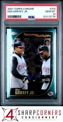 2001 TOPPS CHROME #314 KEN GRIFFEY JR. REDS HOF PSA 10 - Image 1 of 3