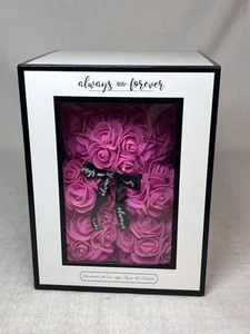 Always And Forever Flower Bear Pink Rose With Box Artificial Flowers - Picture 1 of 8