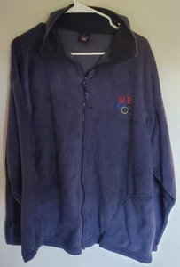 VINTAGE Olympic USA Embroidered Men's Blue Fleece Full Zip Jacket XL USA MADE - Picture 1 of 7