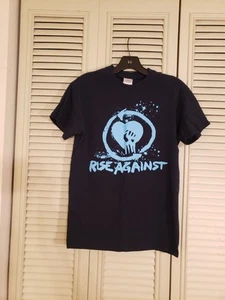 Y2K Rise Against Band Gildan Heavy Cotton Blue T-Shirt Size Small - Picture 1 of 4