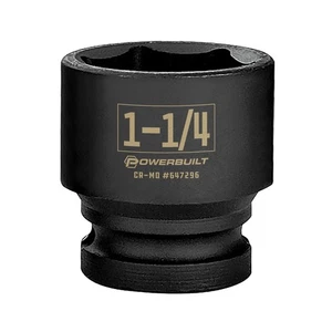 Powerbuilt 1/2 Inch Drive x 1-1/4 Inch 6 Point Impact Socket - 647296 - Picture 1 of 5