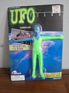 1996 UFO Files Galactic Com.Bendable Alien with GITD Eyes Toy Concepts #6500 New - Picture 1 of 12