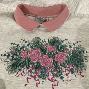 Vintage Morning Sun Sweatshirt With Collar Woman’s Size M Floral Made In The USA - Picture 1 of 11