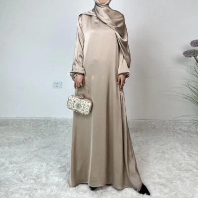Muslim Abaya Temperament Elegant Loose Fitting Long Robe Dress Ethnic Clothing - Image 1 of 4