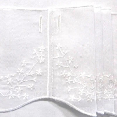 Scheibengardinenstoff Ranken Leinenoptik in weiß 18cm hoch - Bild 1 von 4