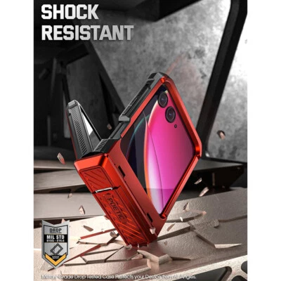 Poetic Spartan Case for Moto Razr + Plus 2023 with Kickstand Metallic Red - Image 1 of 4