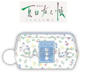 Natsume Yuujinchou Movie Blue Floral Pouch Cosmetic Makeup Bag Nyanko Sensei NEW - Picture 1 of 6