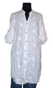 ROSEMARINE Short White 100% Linen Button-Front Shirt Dress MEDIUM ITALY - Picture 1 of 13
